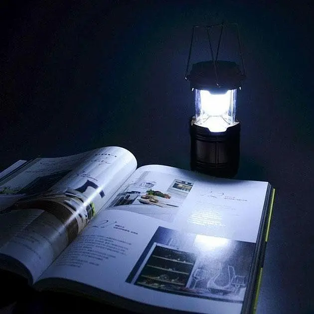 Лампа ліхтар туристичний "Sihong SH-5800T" 1W+6LED, повербанк ліхтар на сонячній батареї Чорний (NS) - фото 4