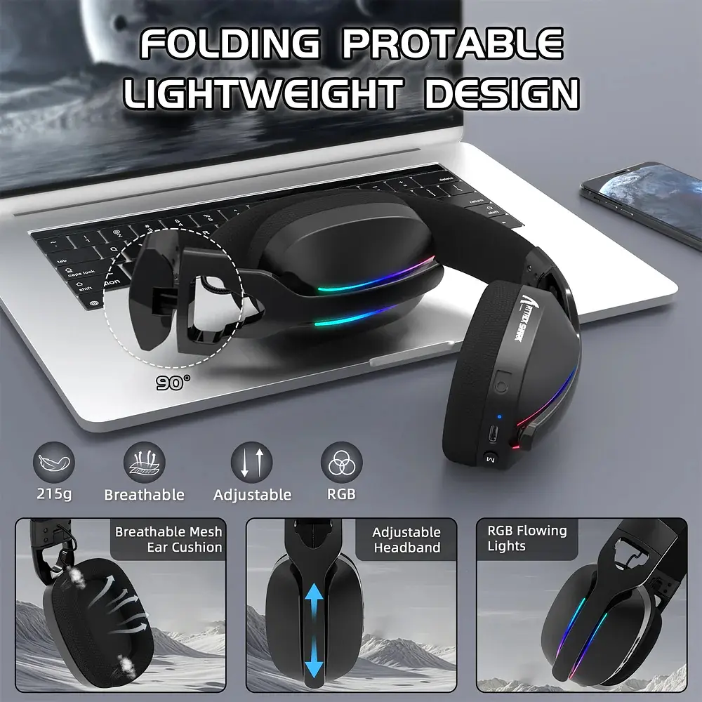 Ігрова гарнітура Attack Shark L90 Wireless,2.4GHz/Bluetooth/3.5mm PS4/PS5/Switch/Xbox/Mac/PC Black - фото 3