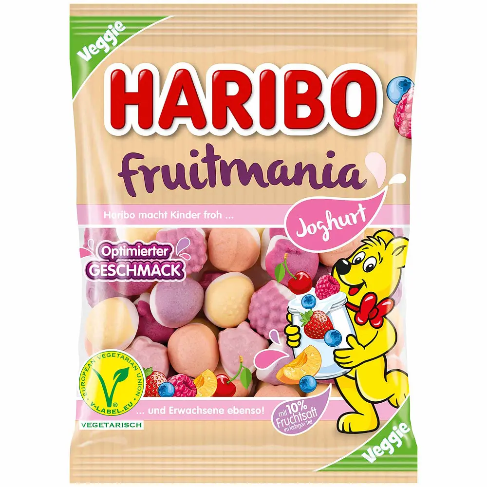 Желейки Haribo Fruitmania Joghurt Veggiе фруктовий мікс йогурт для веганів 160 г