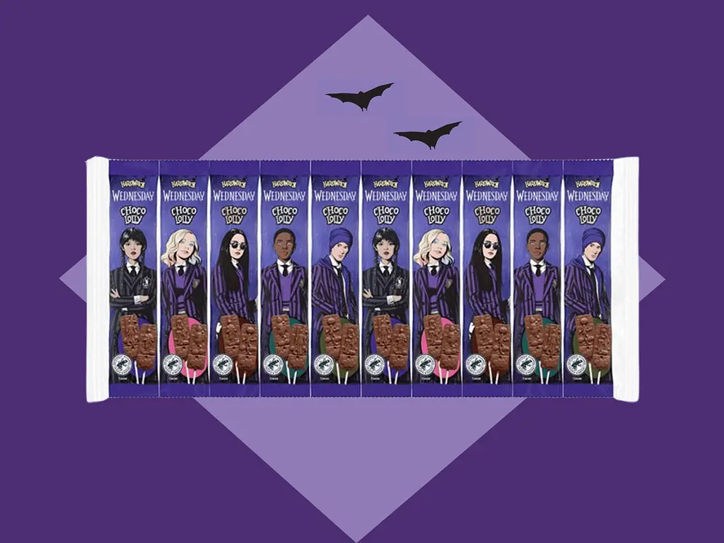 Шоколадні цукерки на паличці​​​​​​​ Halloween Wednesday Choco Lolly 10шт х 15г - фото 4
