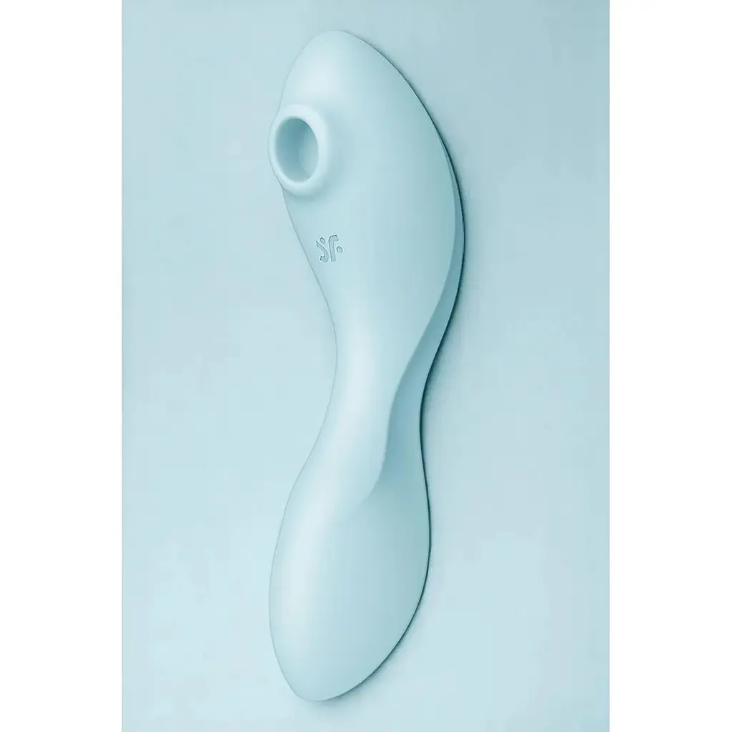 Вакуумный смарт-стимулятор с вибрацией Satisfyer Curvy Trinity 5+ Голубой - фото 2