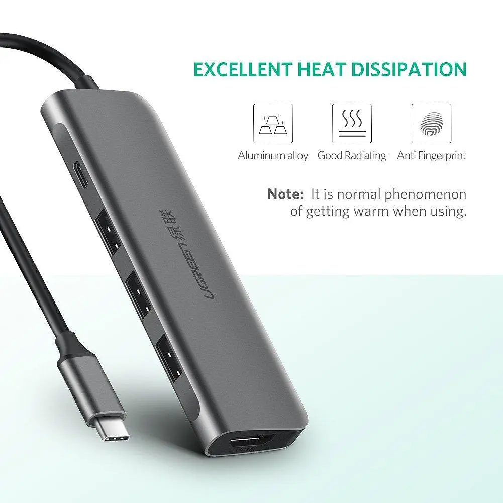 Хаб адаптер Ugreen CM136 Type-C - на HDMI 3xUsb 3.0 Type-C PD (50209) - фото 10
