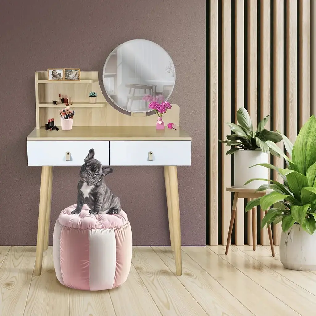 Туалетний столик Jumi Scandi з шухлядами шкіряні ручки світлий бук - фото 5