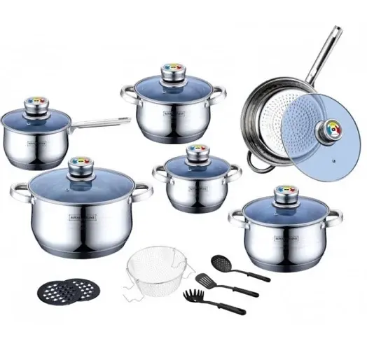 Набор кастрюль со сковородой и крышками Royalty Line RL-1801B из нержавеющей стали - фото 2