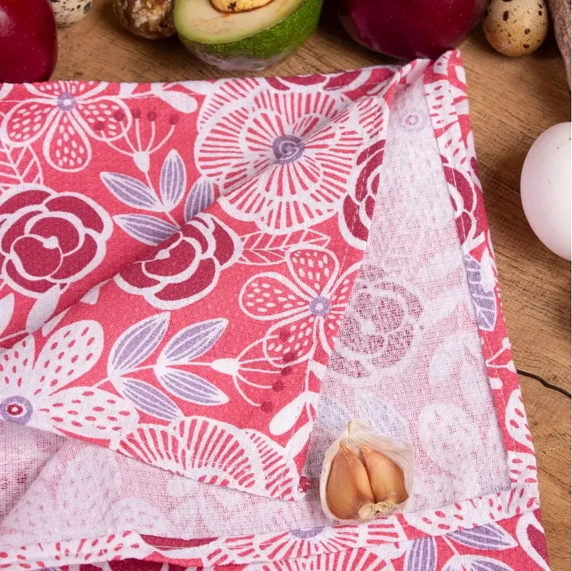 Полотенце вафельное MirSon №505 Waffle Red flowers 50х30 см (2200006723455) - фото 3