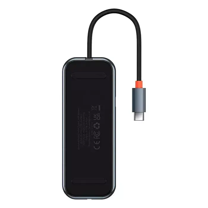 Хаб Baseus AcmeJoy 5-Port Type-C HUB to USB3.0*2+USB2.0*1+Type-C PD&Data *1+RJ45*1 WKJZ010113 Dark Grey - фото 2