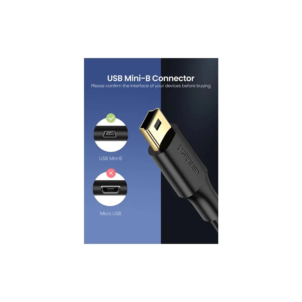 Дата кабель USB 2.0 AM to Mini 5P 1.0m US132 black Ugreen (10355) - фото 4