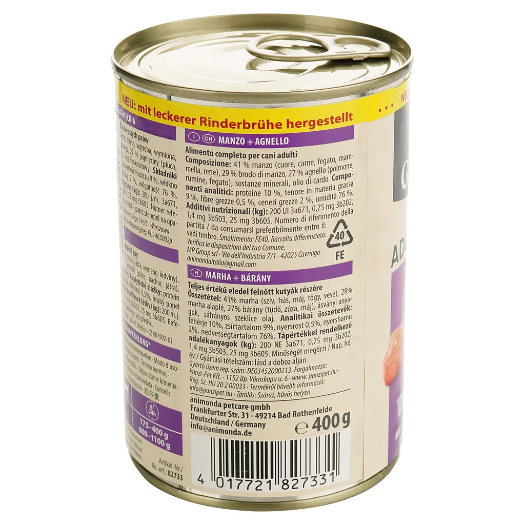 Влажный беззерновой корм для собак Animonda GranCarno Adult Beef + Lamb, с говядиной и ягненком, 400 г - фото 3