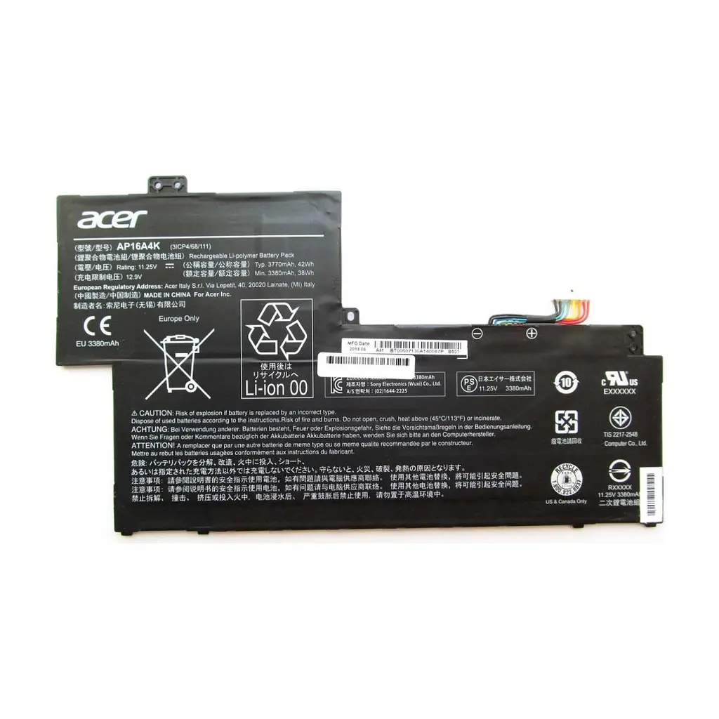 Акумулятор до ноутбука Acer AP16A4K Aspire One A01, 3770mAh (42Wh), 3cell, 11.25V, Li-Po (A47262)