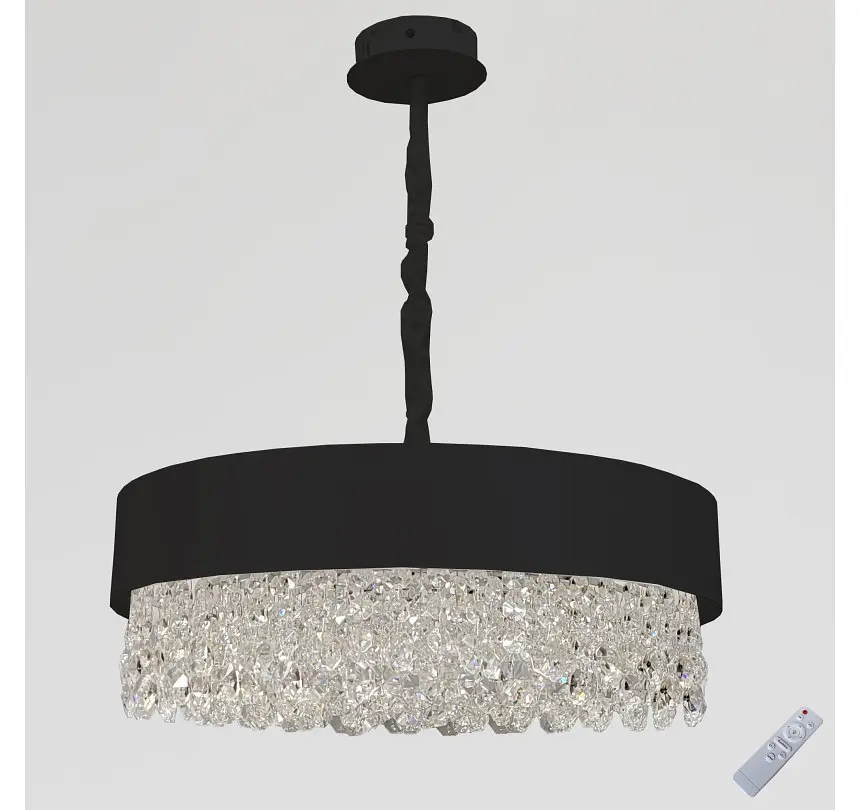 Чорна кришталева підвісна LED люстра Artlight 8677/600BK діаметром 58,5 см із 10 патронами E14 - фото 2