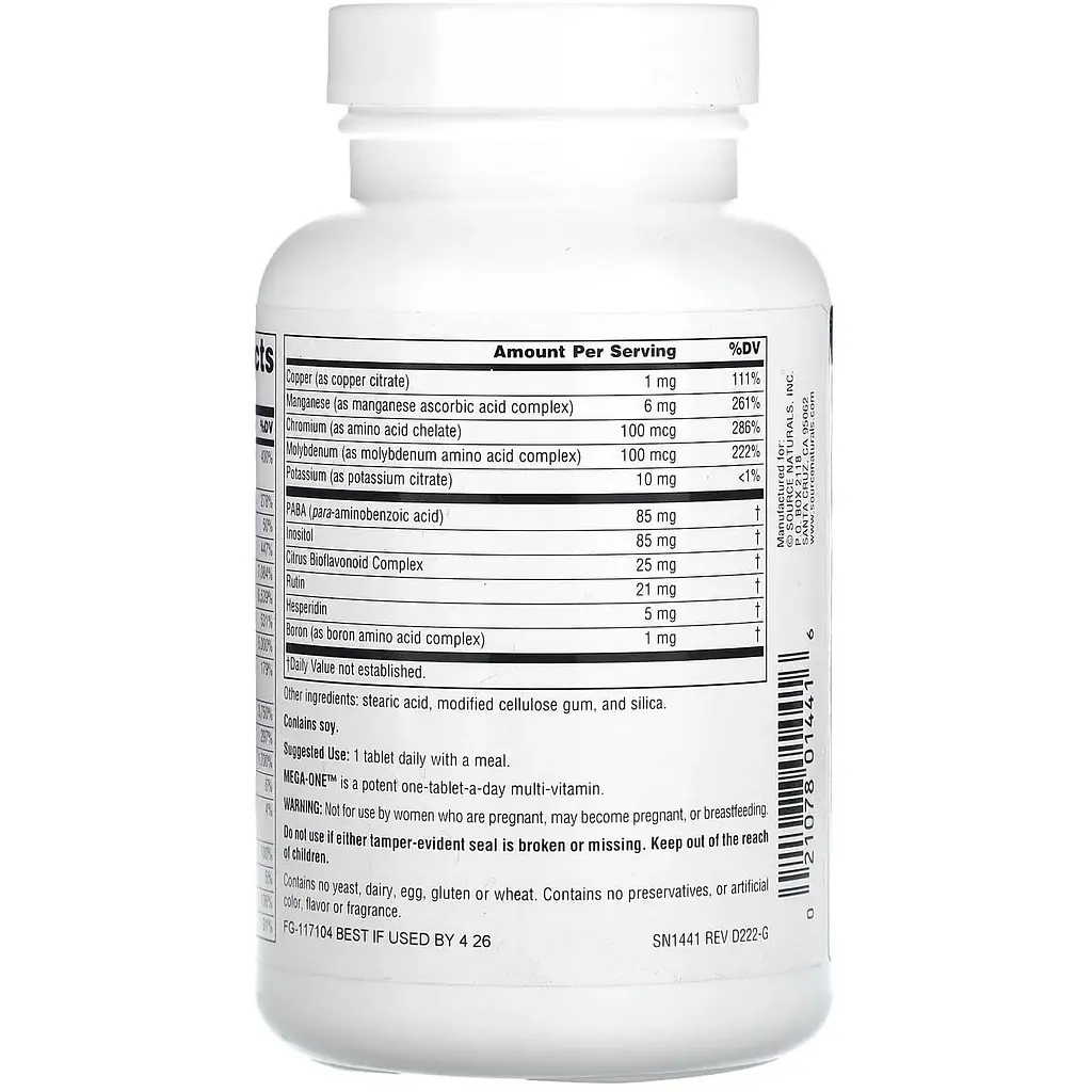 Мультивитамины и минералы Source Naturals Mega-One без железа 60 таблеток - фото 2