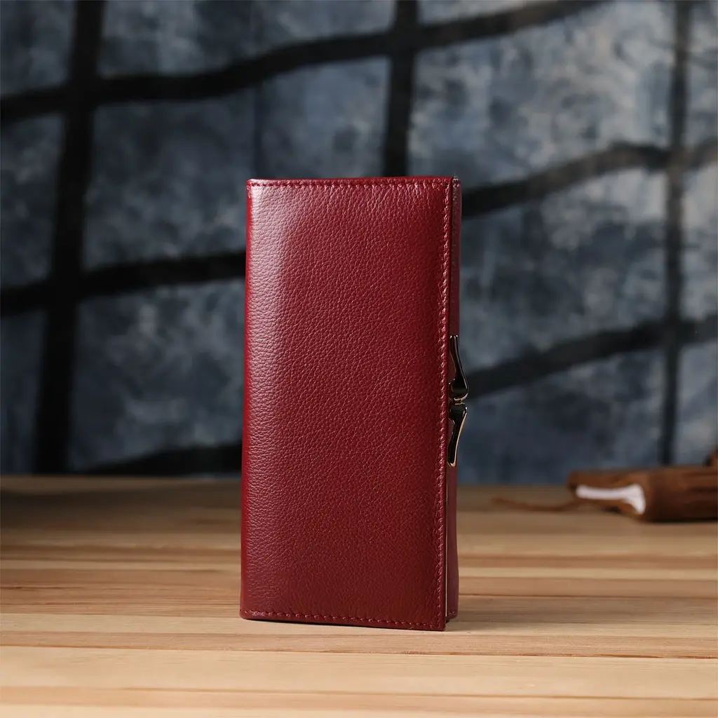 Елегантний гаманець для жінок з монетницею із натуральної шкіри ST Leather 23107 бордовий - фото 10