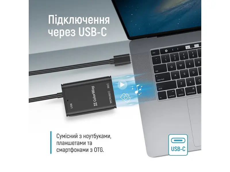 Картрідер ColorWay USB-C Black (CW-CR-02) - фото 4