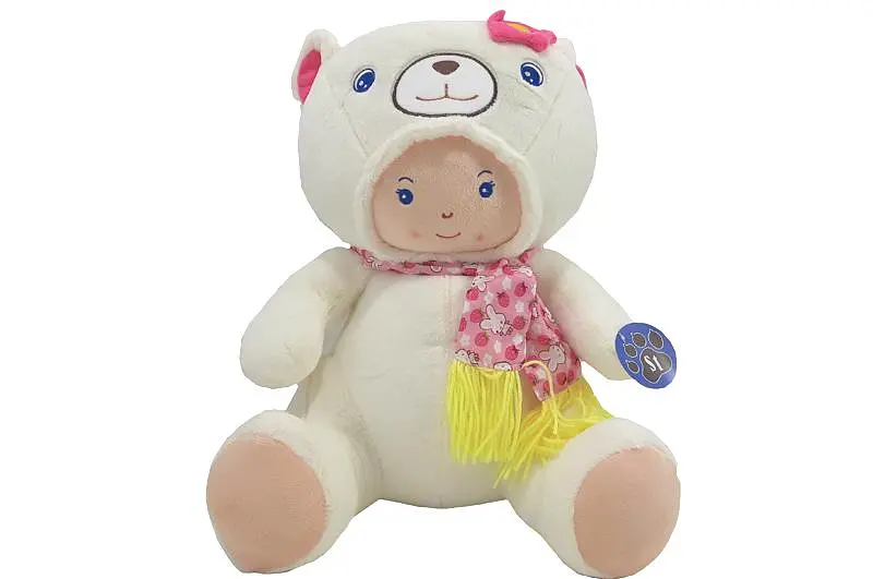 Лялька м'яка в костюмі ведмедика в кульку D1801 р.40*43*20см