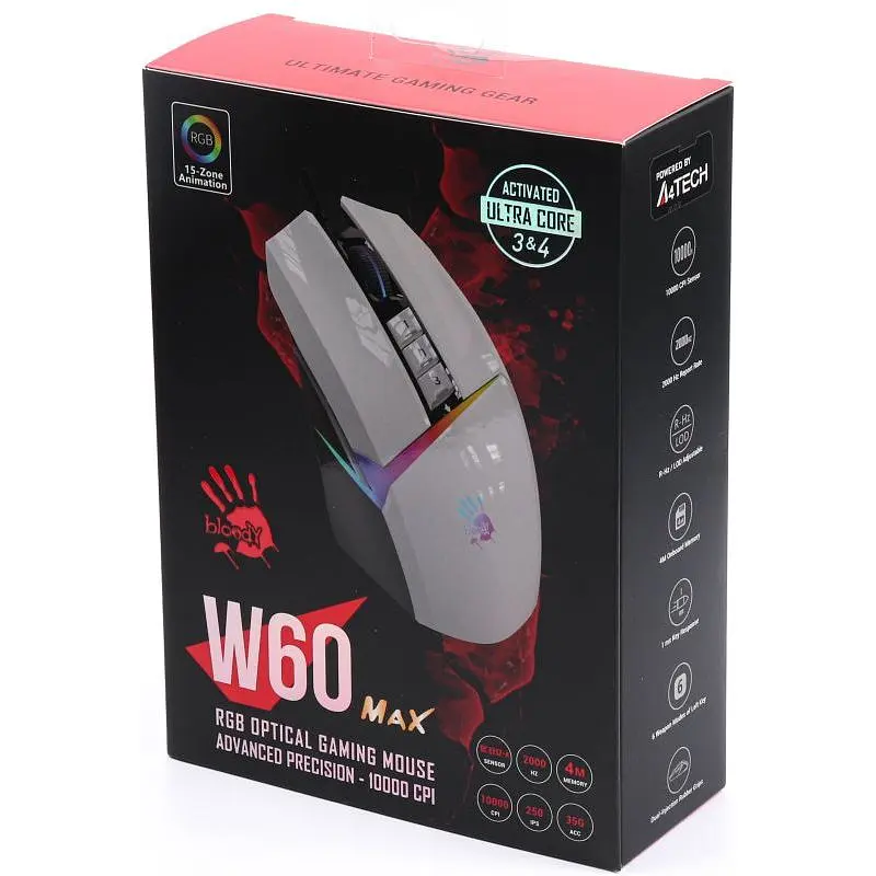Миша ігрова A4Tech W60 Max Bloody Panda White - фото 8