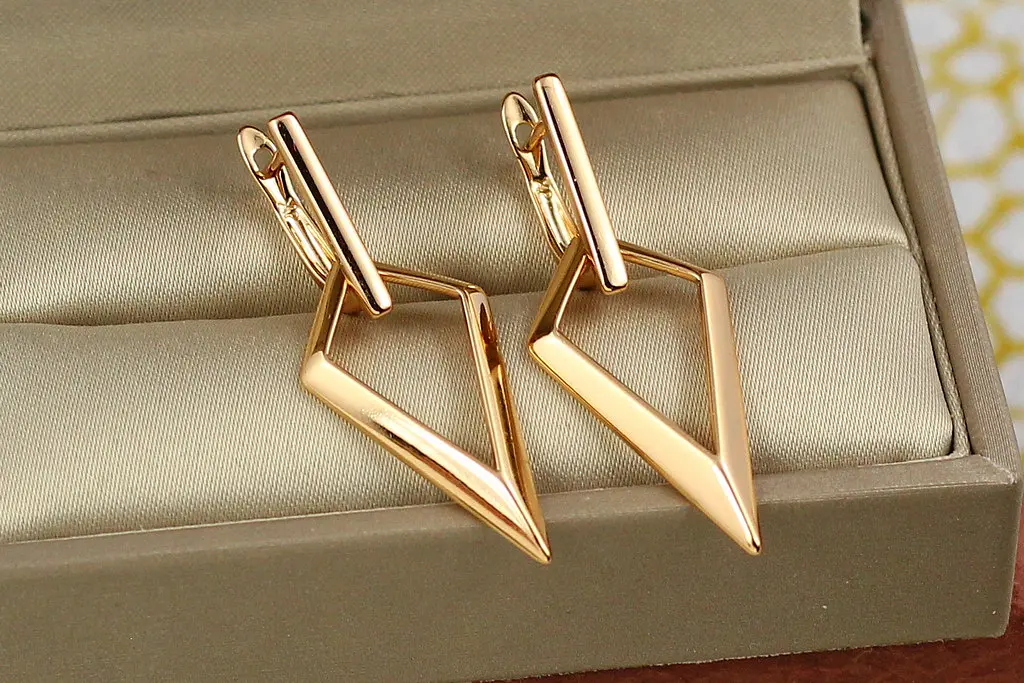 Сережки Xuping Jewelry підвіски вістря стріли 4 см золотисті - фото 2