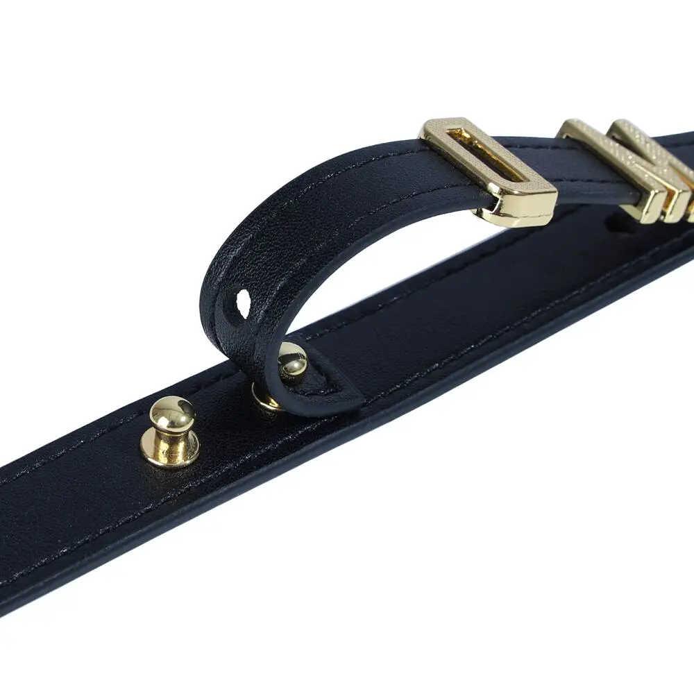 Нашийник LOCKINK Dark DIY Alphabet Collar, чорний, штучна шкіра, букви зі стразами - фото 8