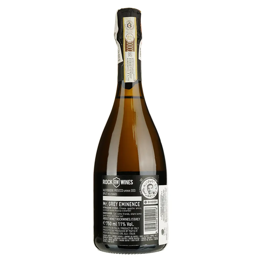 Ігристе вино Rock Wines Mr.Grey Eminence Prosecco Superiore Brut Valdobbiadene DOCG, біле, брют, 0,75 л - фото 2