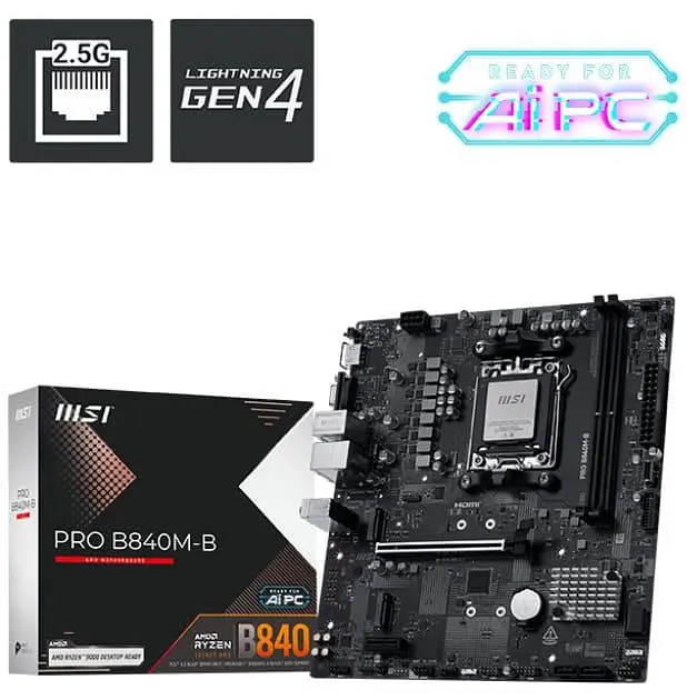 Материнська плата MSI PRO B840M-B (PRO B840M-B) (Socket AM5, AMD B840, Micro-ATX) - фото 5