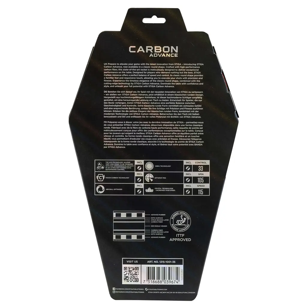 Ракетка для настільного тенісу Stiga Carbon Advance FL (1215-1001-35) - фото 4