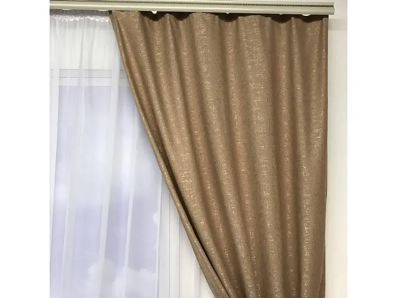 Мармурові лляні штори кавового кольору на тасьмі 2шт. 150х270 ALBO pbe0052463 - фото 7
