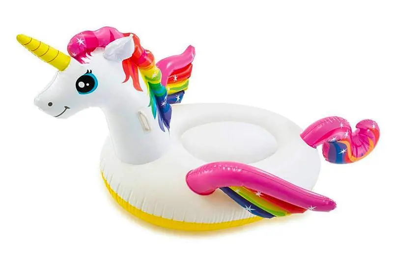 Надувний дитячий плотик для плавання Intex Enchanted Unicorn Ride-On 5756 розмір 201х140х97 см від 3 років - фото 2