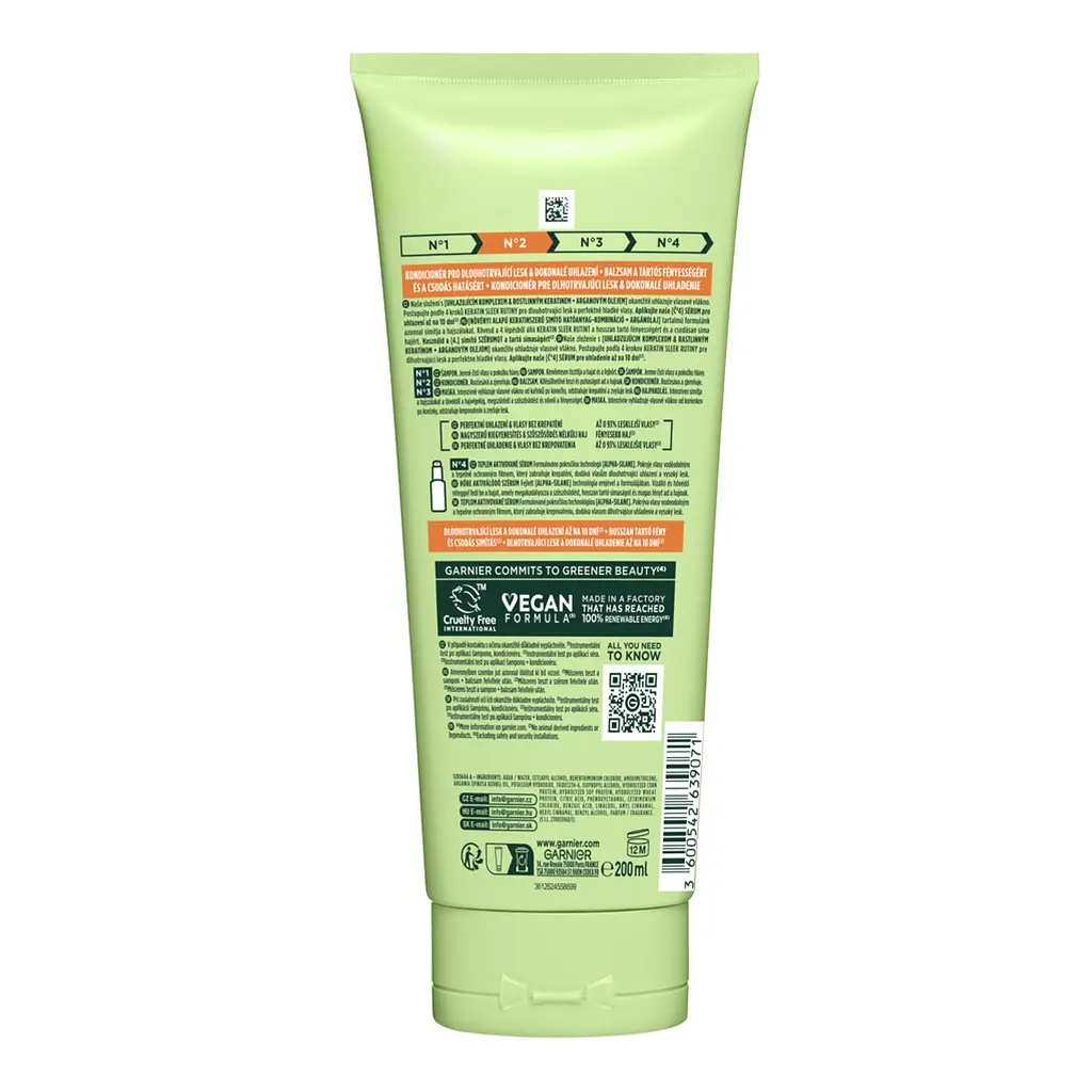 Кондиционер Garnier Fructis Keratin Sleek для разглаживания и придания блеска для пушистых и сухих волос 200 мл - фото 8
