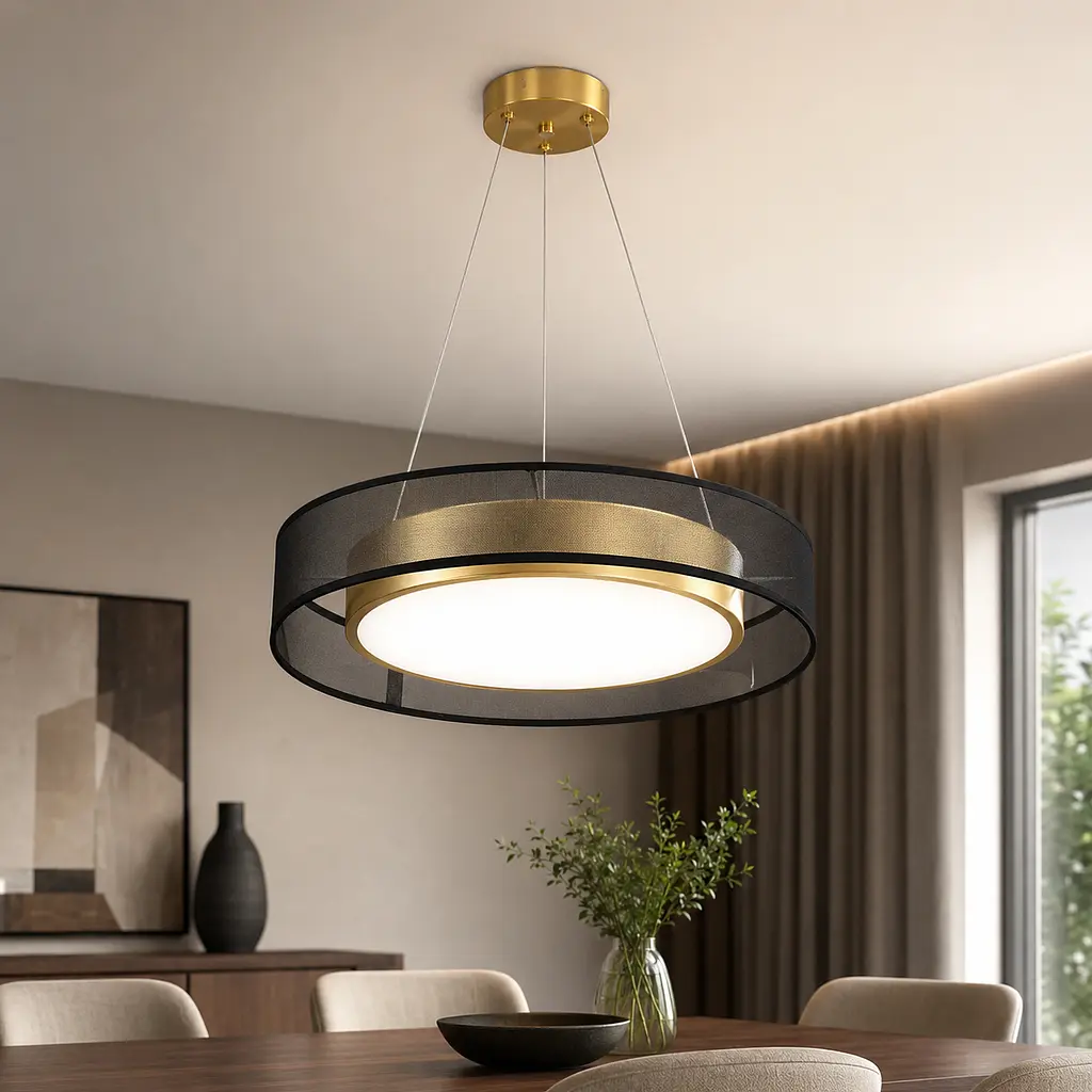 Підвісний круглий LED-світильник Artlight 2003/X4 чорний із золотим сатином та трьома режимами світла