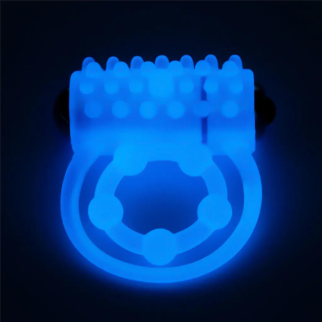 Подвійне кільце для пеніса з вібрацією Lovetoy Lumino Play блакитний - фото 5