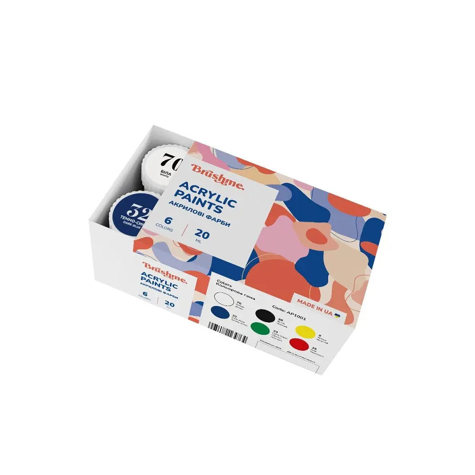 Акрилова фарба глянцева Brushme  Набір 1001 AP1001, 6 базових кольорів - фото 2