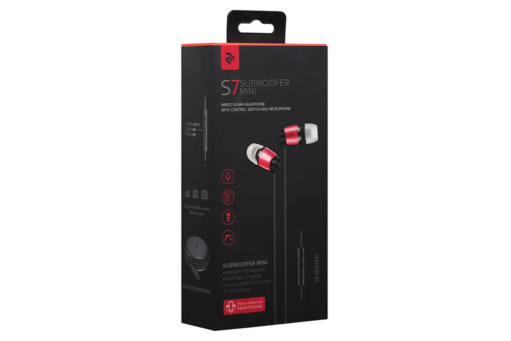 Навушники 2E S7 Subwoofer Mini Mic Red (2E-IES7RD) - фото 6