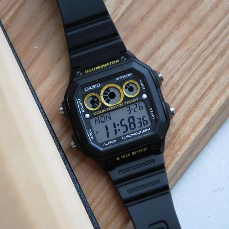 Электронные мужские часы наручные стильные черные Оригинал Япония Casio Collection AE-1300WH-1AVEF - фото 5