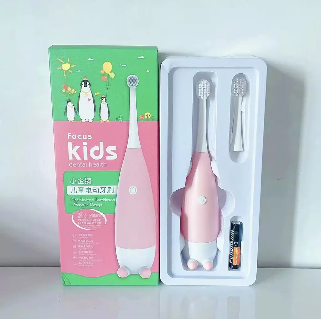 Дитяча електрична зубна щітка Пінгвінчик Focus Kids. Рожева - фото 7