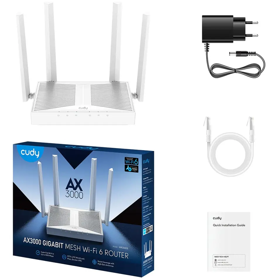 Маршрутизатор Cudy WR3000E, AX3000 Gigabit Wi-Fi 6 Mesh Router - фото 3