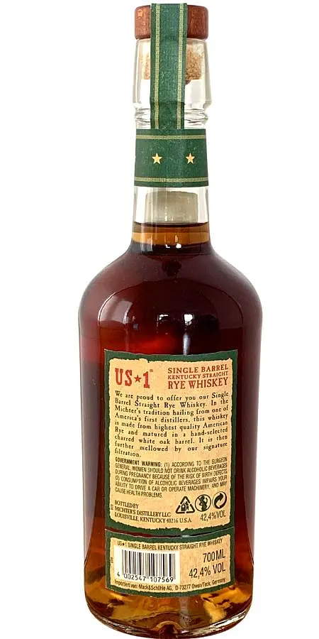 Виски Michter's US1 Small Batch Kentucky Straight Rye American Whiskey 42.4% 0.7 л - фото 2