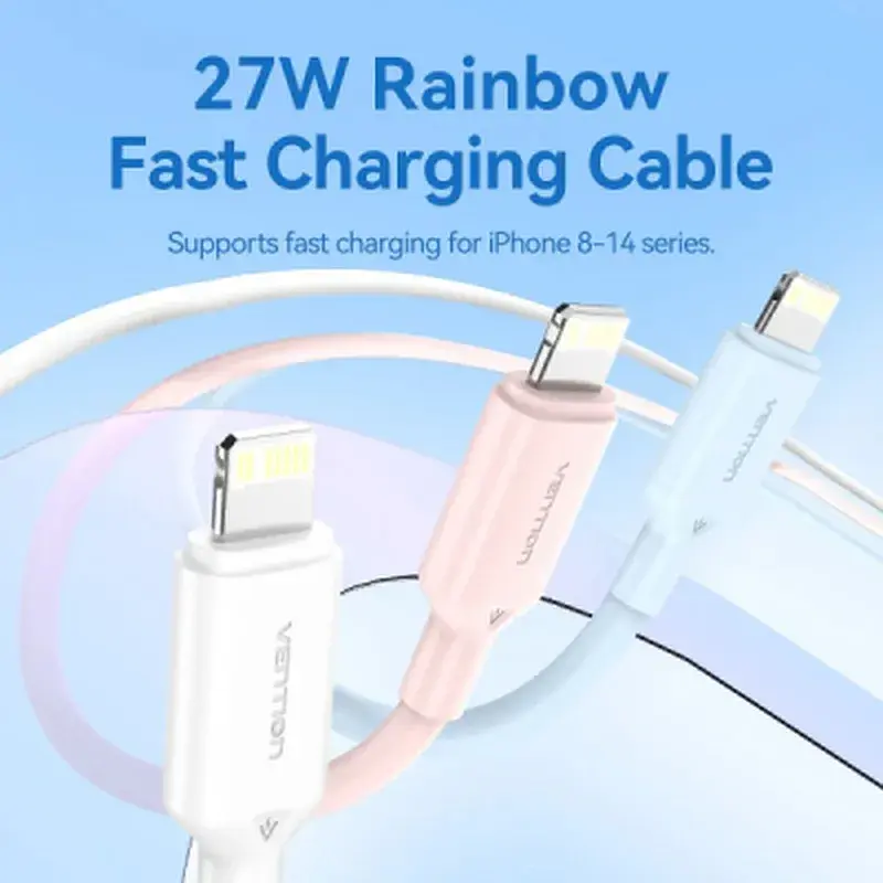 Дата кабель USB-C to Lightning 1.0m PD27W PVC blue Vention (LAKSF) - фото 2