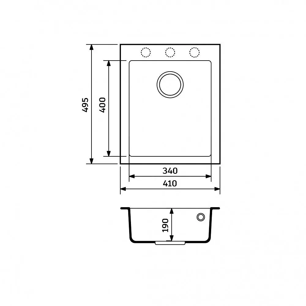 Кухонна мийка Adamant BOARD ivory 410x495x190 мм, без крила 41 см - фото 2