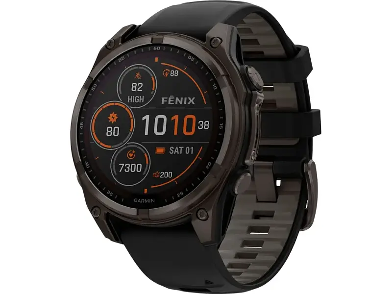 Спортивний годинник Garmin Fenix 8 47mm Solar Sapphire Carbon Gray DLC Titanium w. Black/Pebble Gray S. Band (010-02906-10/11)