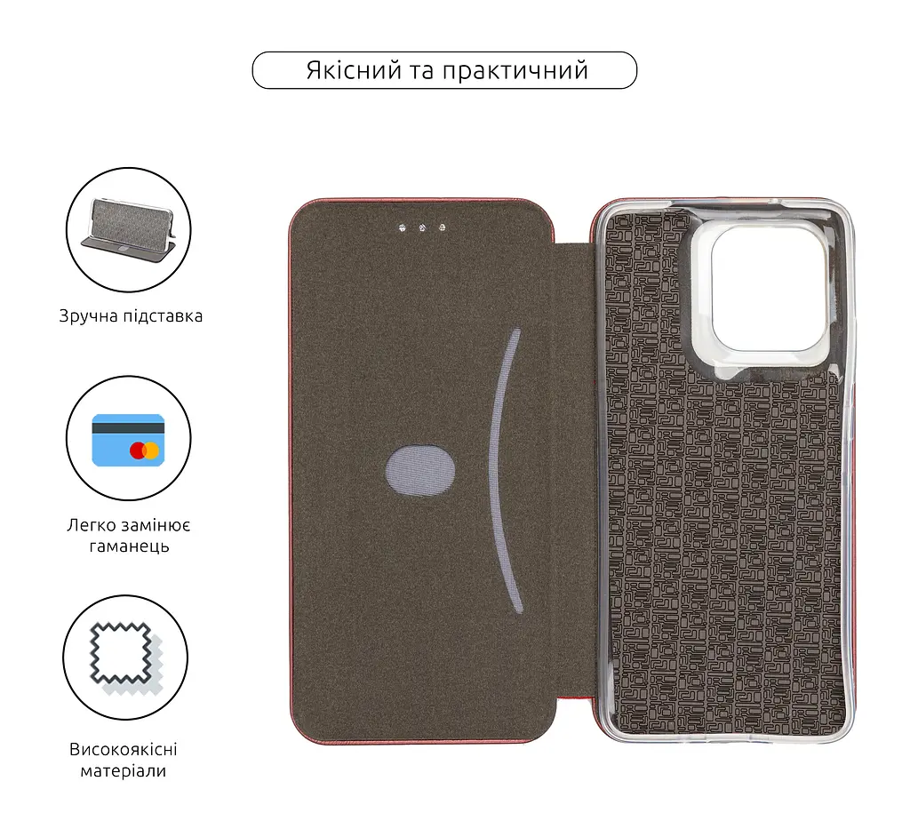 Чехол-книжка для Motorola G86 5G, G-Case, бордовый, кожаный чехол-книга из экокожи (PU) и TPU, с магнитом, с подставкой и вместительным кардхолдером, противоударный, защита всего корпуса, ArmorStandart (ARM86941) - фото 3
