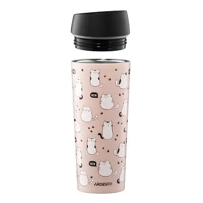 Термокружка Ardesto Coffee Time Animals Cats 450мл, нержавіюча сталь, коричневий (AR2645FC) - фото 3