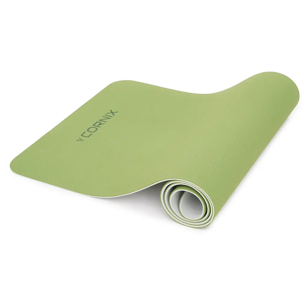 Килимок спортивний Cornix TPE 183 x 61 x 0.6 см для йоги та фітнесу XR-0008 Green/Grey - фото 2