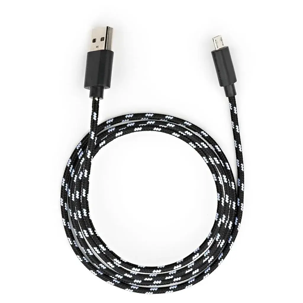 Дата кабель USB 2.0 AM to Micro 5P 2color nylon 1m black Vinga (VCPDCMBN31BK) - фото 5