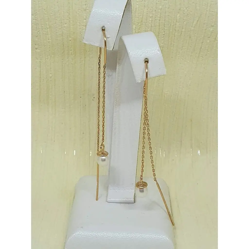 Золоті сережки-протягання Favoritum з перлами. 211447 - фото 2