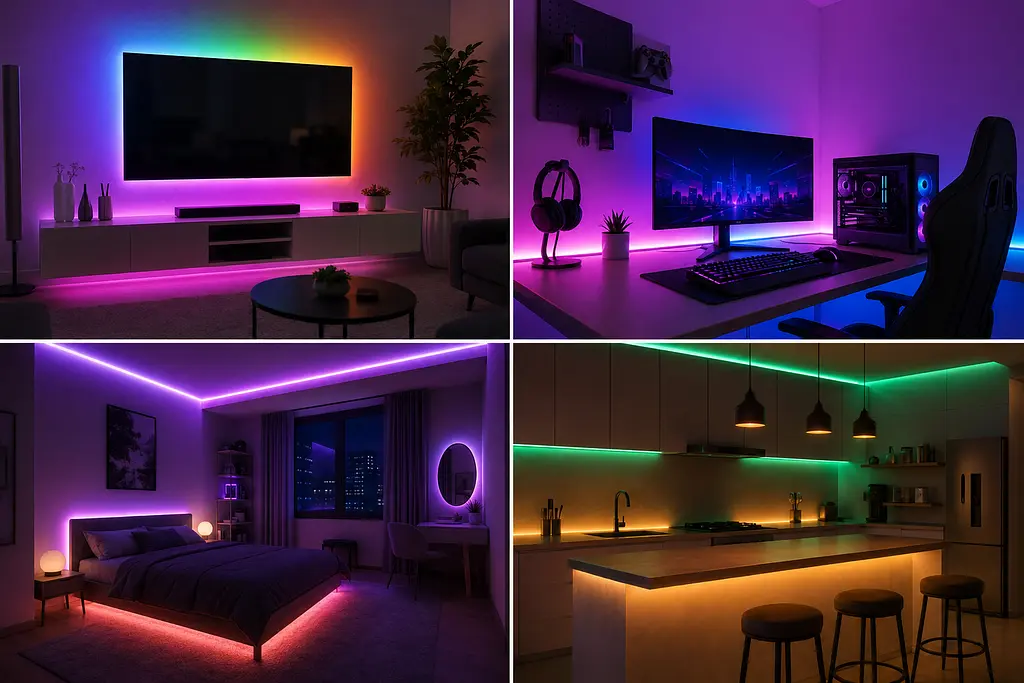 Гнучка світлодіодна стрічка RGB USB 10 м / Стрічка з пультом для підсвічування телевізора, монітора, меблів / LED стрічка від павербанку - фото 2