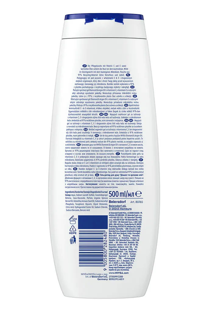 Гель-уход для душа NIVEA Бриллиант и аргановое масло 500 мл - фото 6