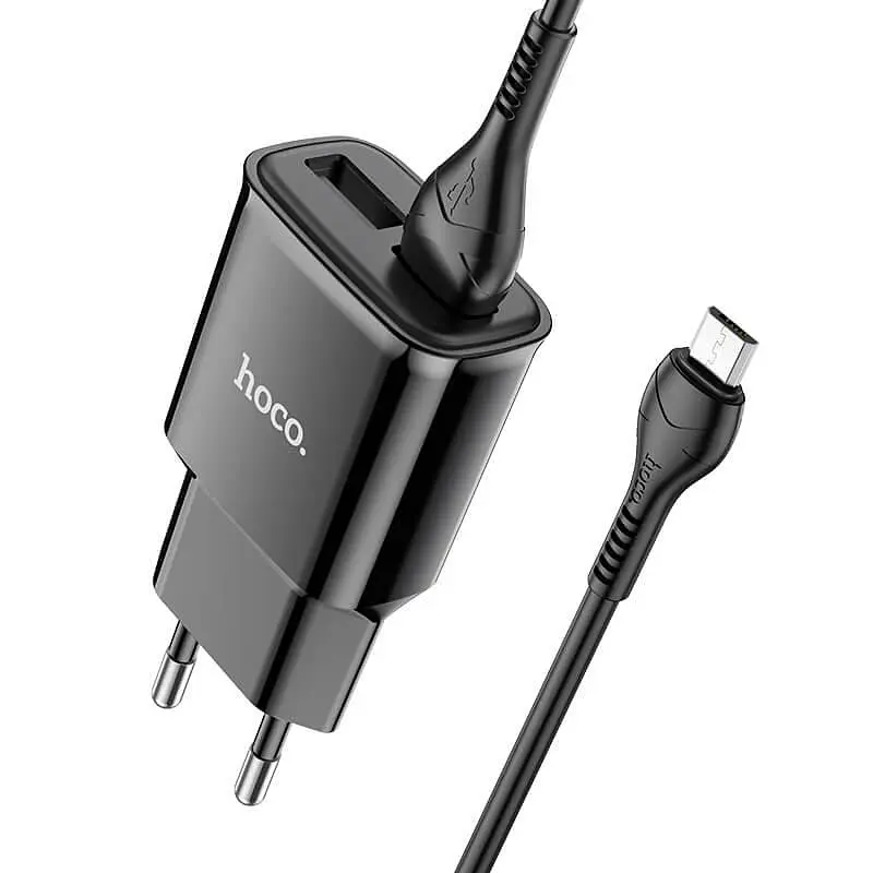 Адаптер мережевий HOCO C88A Star round dual port charger Micro USB Cable set чорний