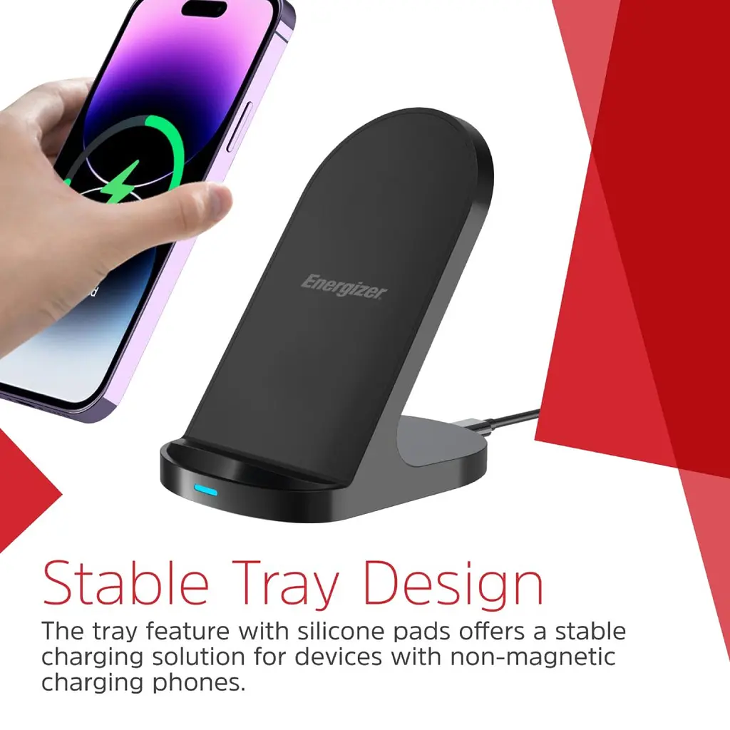 Зарядний пристрій Energizer Wireless WCP108 QI 15W чорний (WCP108) - фото 4