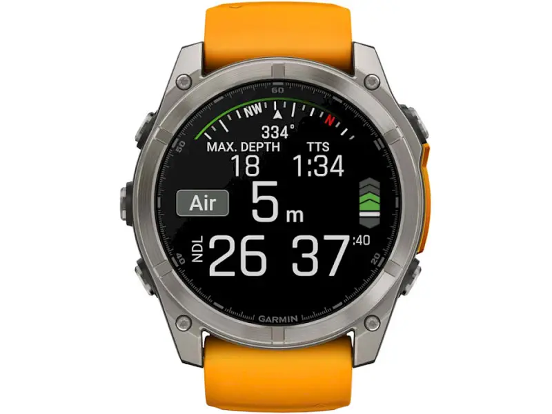 Спортивний годинник Garmin Fenix 8 51mm AMOLED Sapphire Titanium w. Spark Orange/Graphite Silicone Band (010-02905-10/11) - фото 3