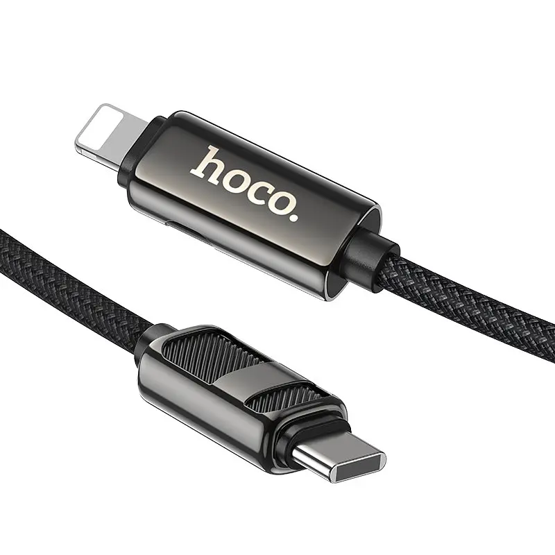 Дата кабель Hoco U137 Line with display Type-C to Lightning 27W (1.2m) Black - фото 4