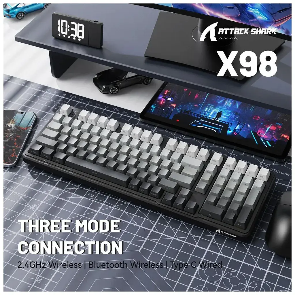 Клавіатура Attack Shark X98 RGB Wireless/Bluetooth/USB UA Moonlight Night (X98ML_AS) - фото 3